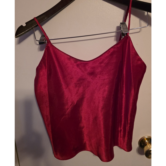 Vintage Victoria's Secret Size 34 Red Satin Crop Sleep Cami Tank Top - Picture 1 of 11